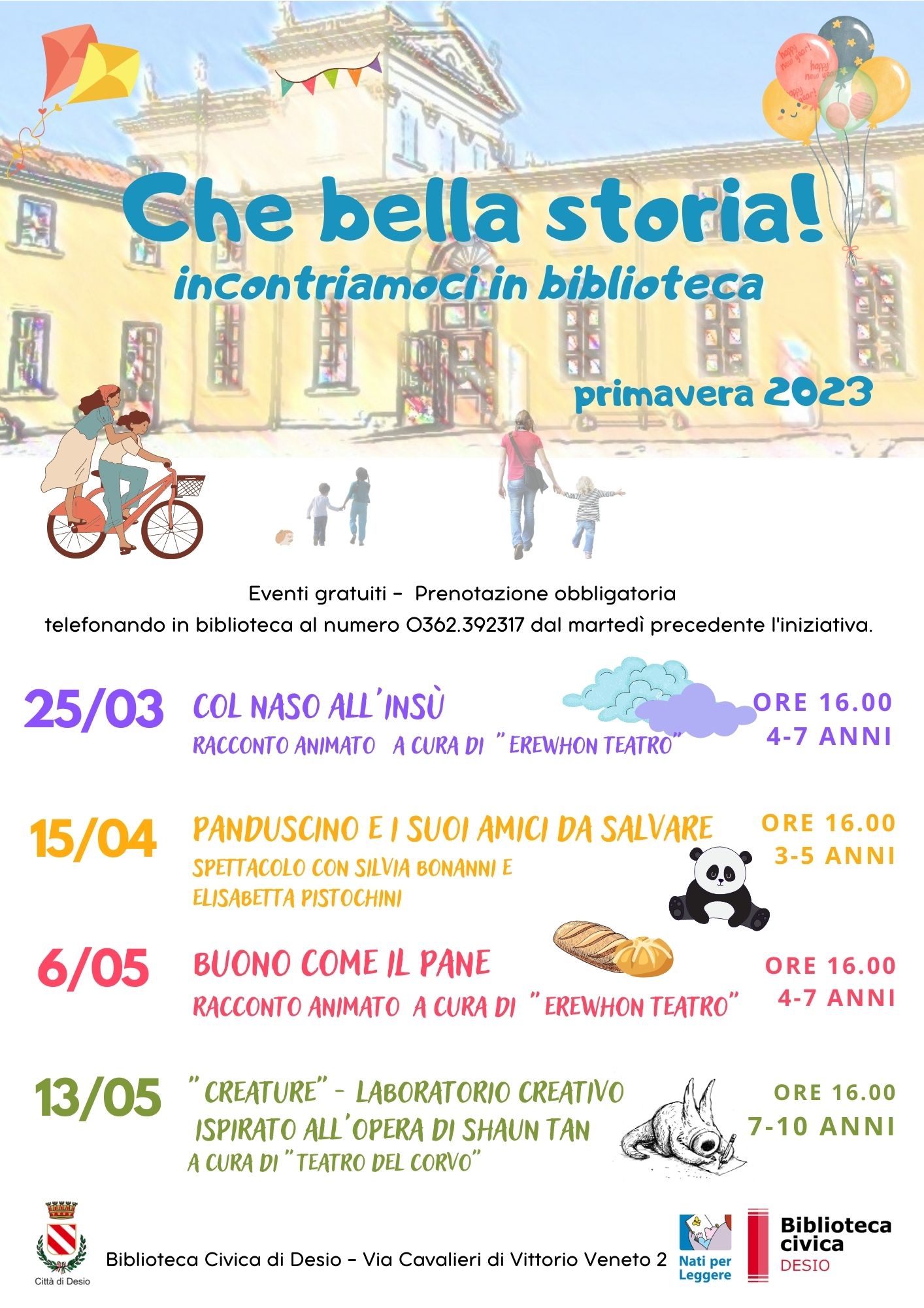 “Che bella storia! incontriamoci in biblioteca”, 4 appuntamenti per la fascia 3/10 anni