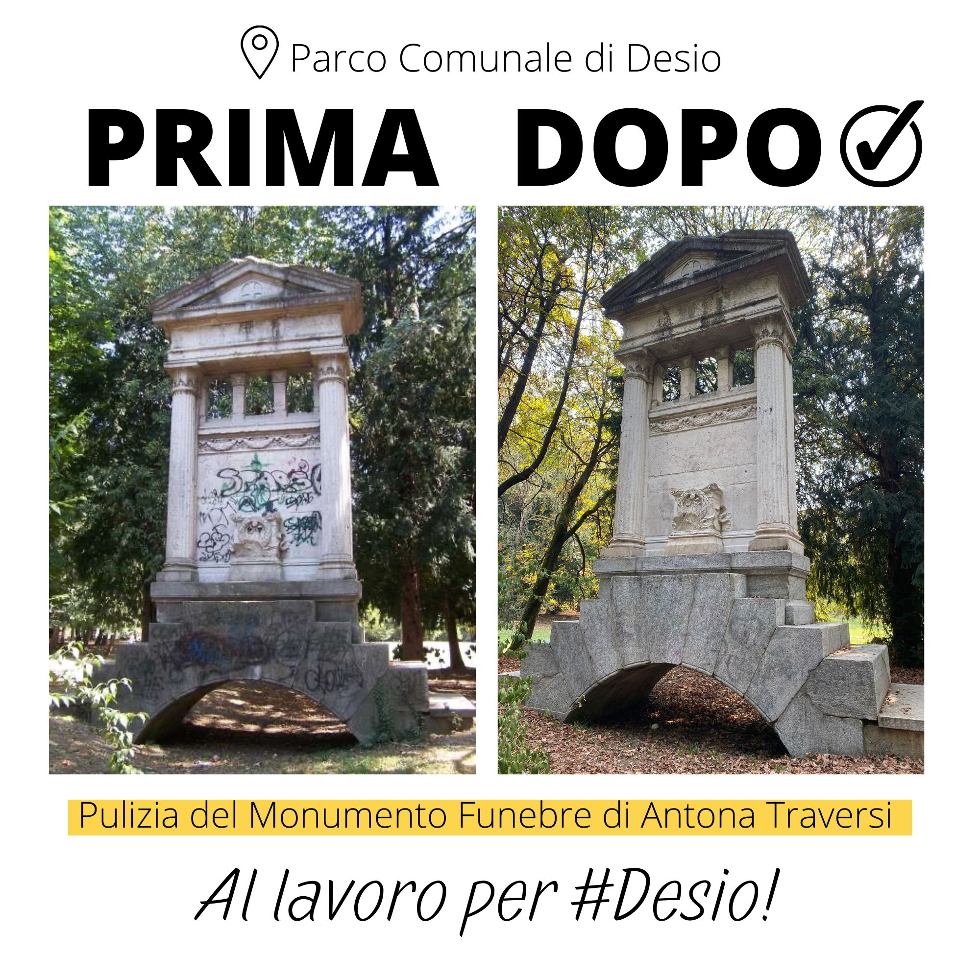 Ripulito il monumento dedicato ad Antona Traversi