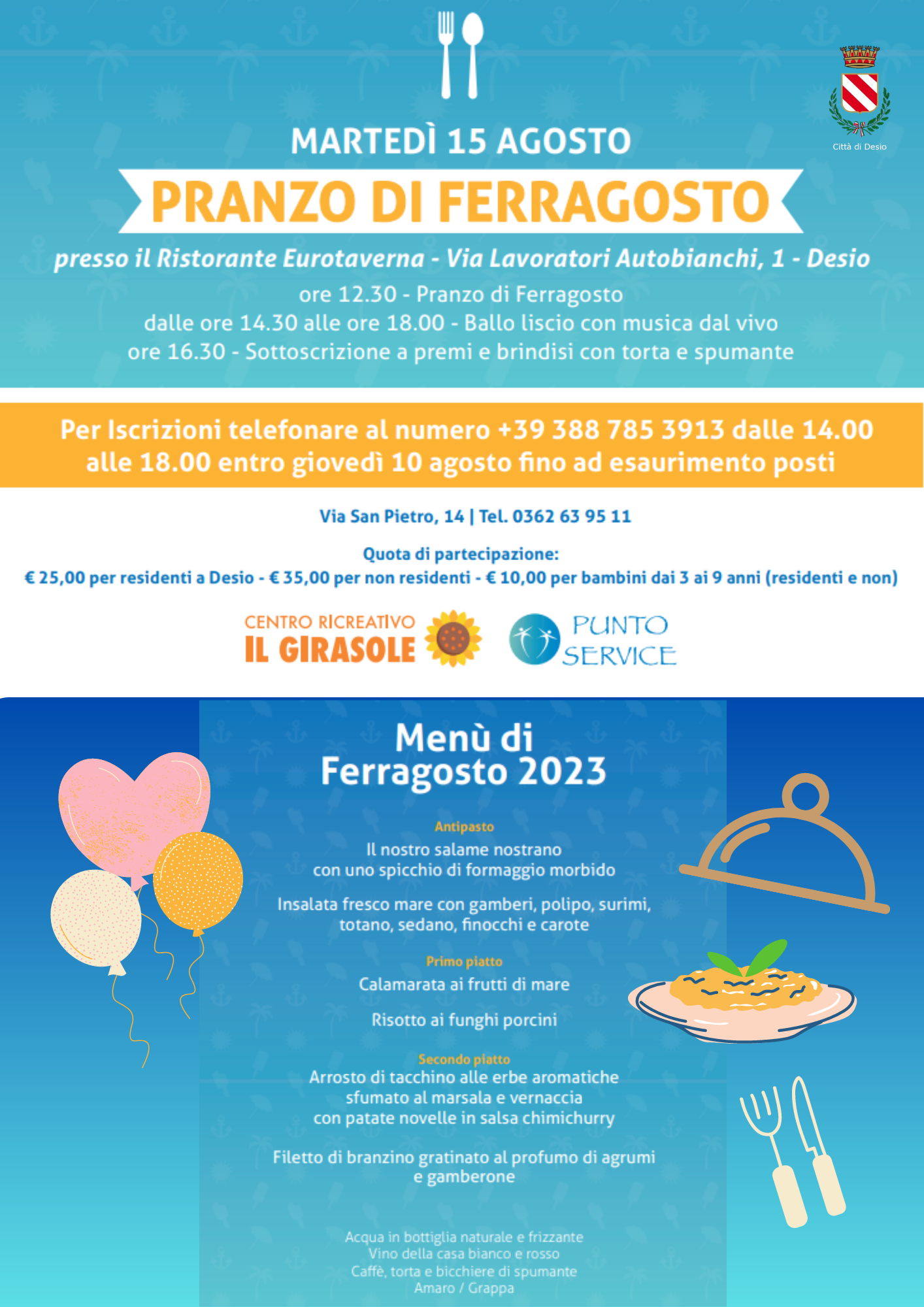 Ferragosto in città: all’Eurotaverna il pranzo del 15 agosto, prosegue Parco Tittoni