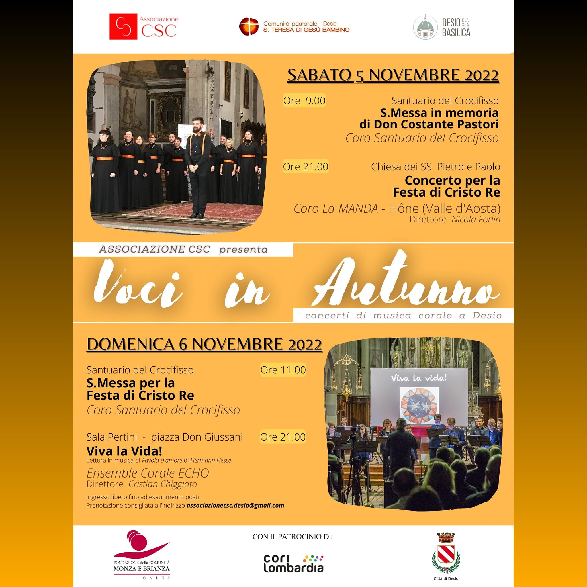 CORO CROCIFISSO CONCERTI NOVEMBRE