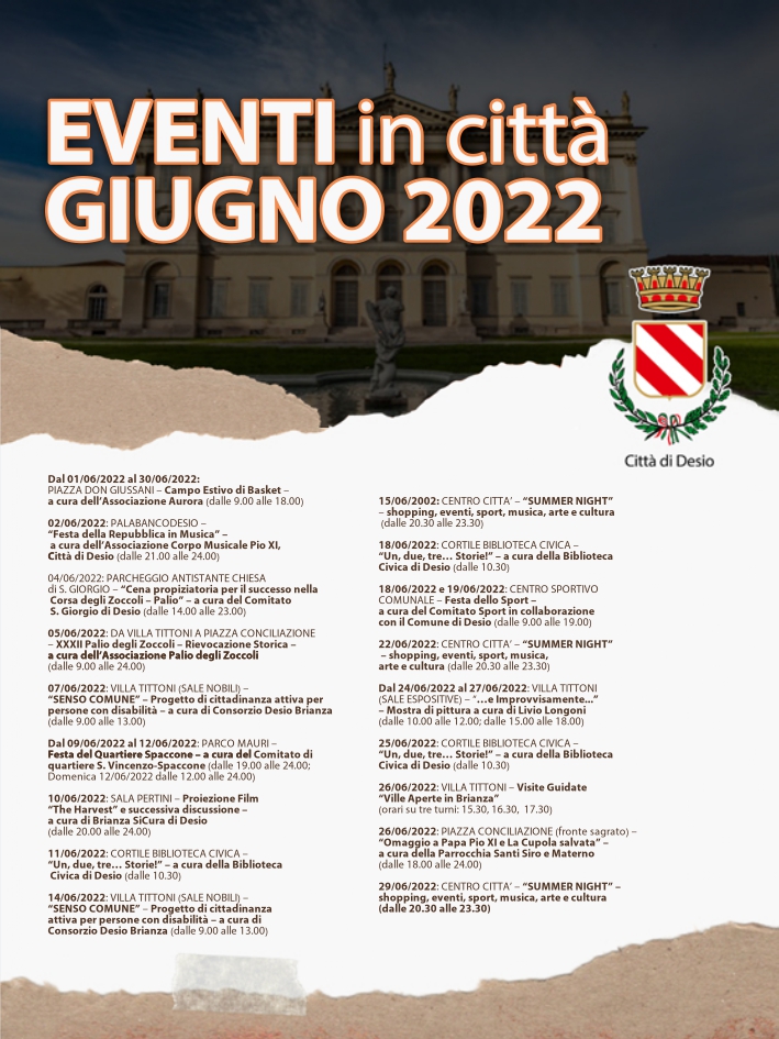 Programma  degli appuntamenti di Giugno, Mercoledì a Desio , Festa dello Sport