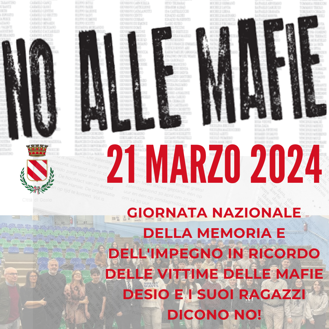 21 marzo 2024 - Giornata Nazionale della memoria e dell'impegno in ricordo delle vittime delle mafie.