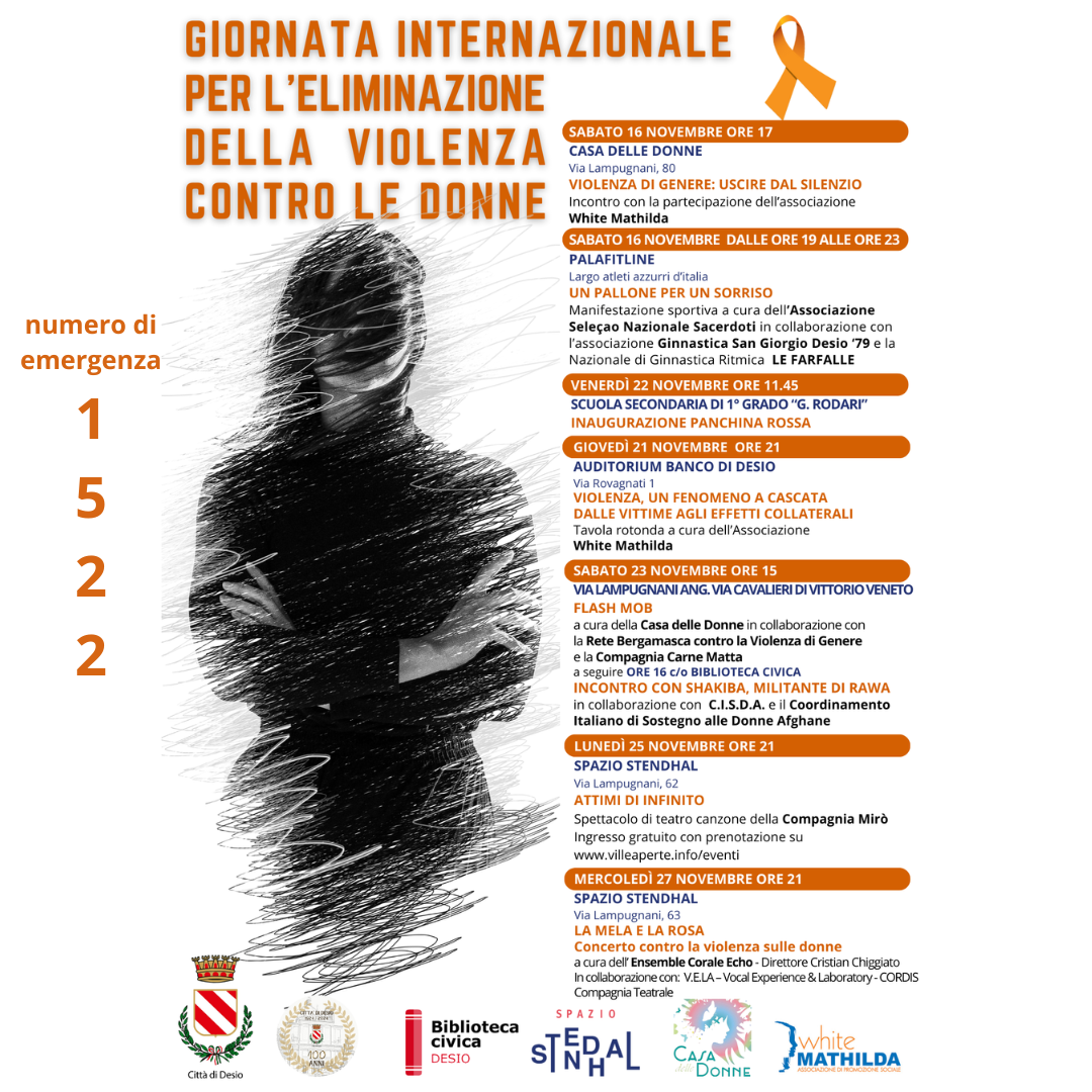 25 NOVEMBRE 2024 GIORNATA INTERNAZIONALE PER L’ELIMINAZIONE DELLA VIOLENZA CONTRO LE DONNE  “Tingiamo di arancione il Mondo: Finiamo la violenza contro le donne ora!”