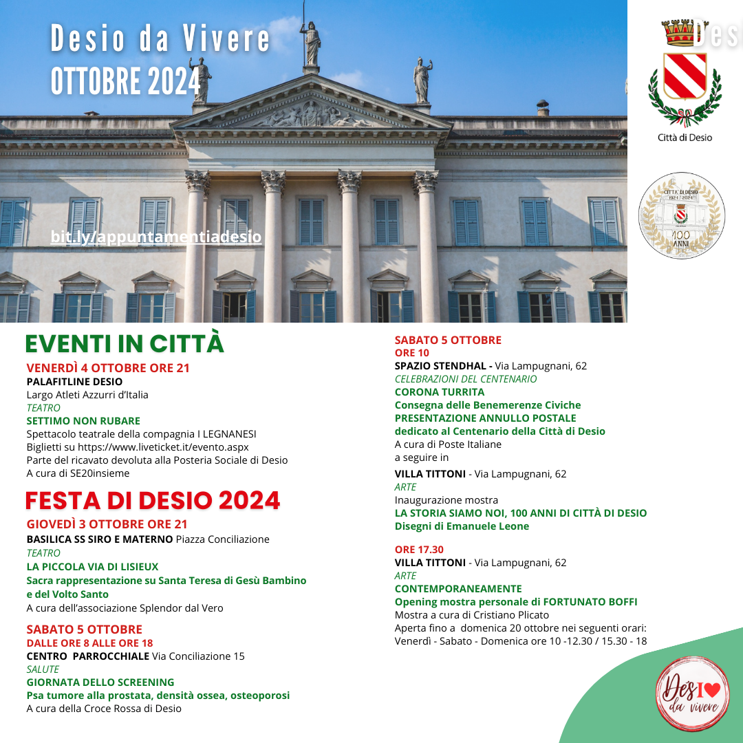 Desio da Vivere - Eventi di ottobre 2024 