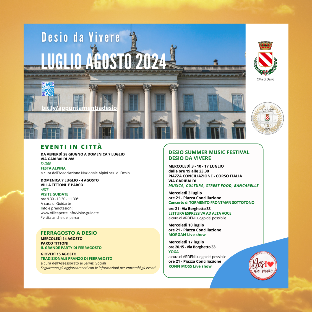 Desio da Vivere - Eventi di Luglio e Agosto 2024 