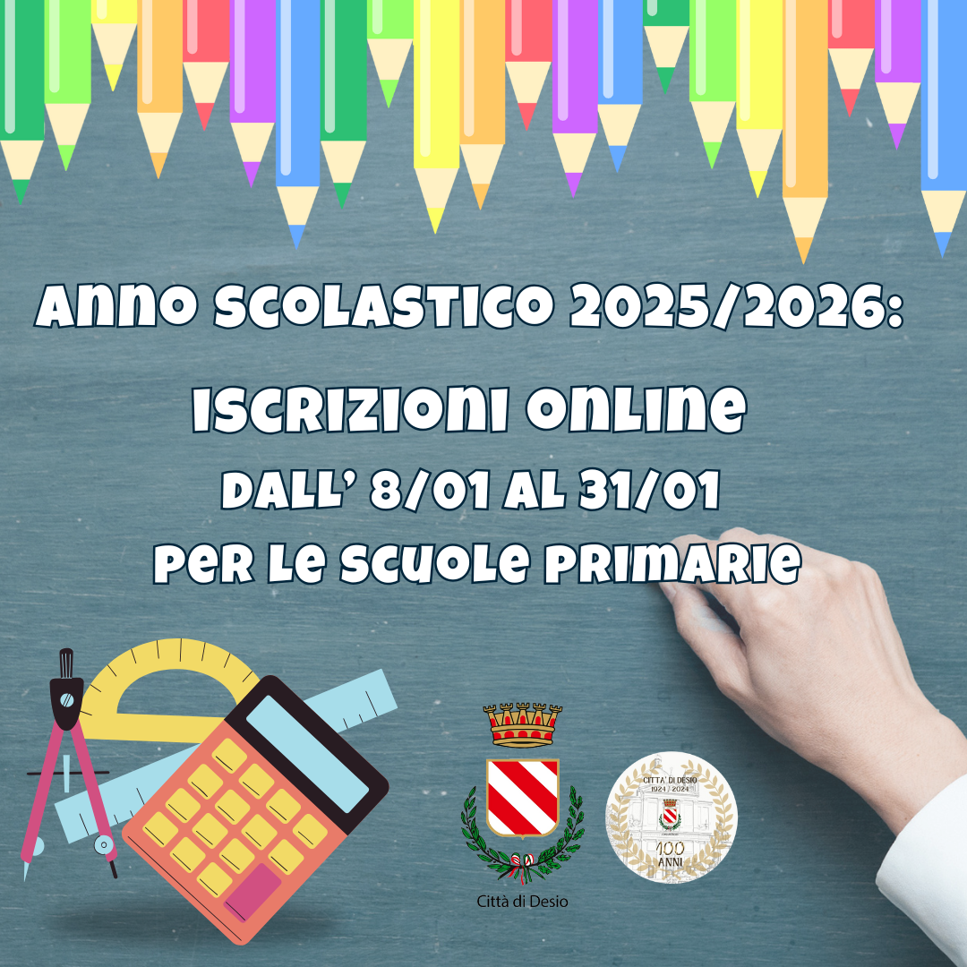 Anno scolastico 2025/2026: iscrizioni online dall’8 al 31 gennaio per le primarie