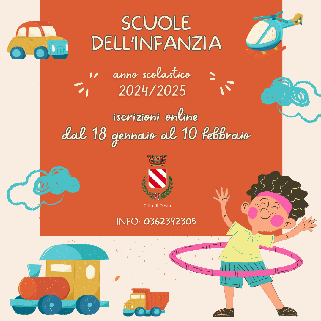 Scuole dell’infanzia: anno scolastico 2024/2025, iscrizioni dal 18 gennaio al 10 febbraio