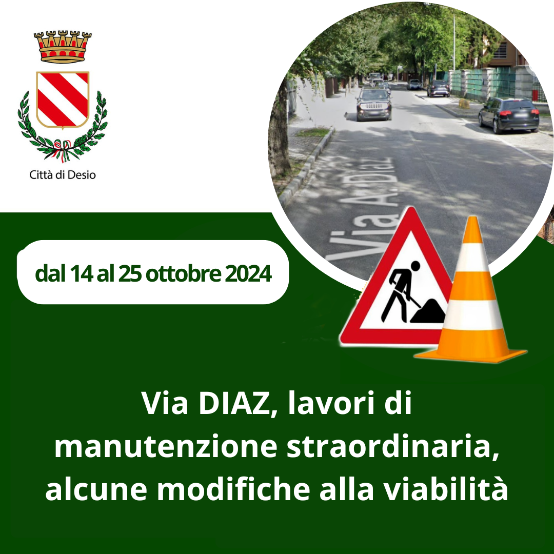 Via Diaz: dal 14 ottobre al via lavori di manutenzione  straordinaria, alcune modifiche alla viabilità