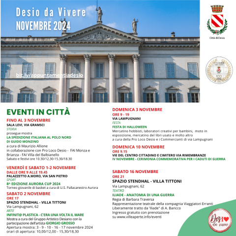 Desio da Vivere - Eventi di Novembre 2024