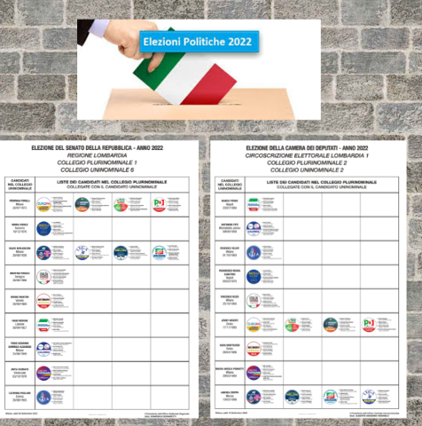 Manifesti coalizioni liste e candidati elezioni Camera e Senato 