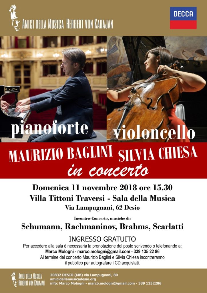 Maurizio Baglini, pianoforte - Silvia Chiesa, violoncello in concerto 