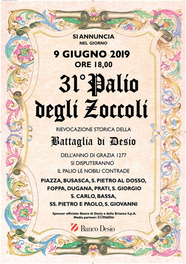  Palio degli Zoccoli,  domenica 9 giugno la 31° edizione