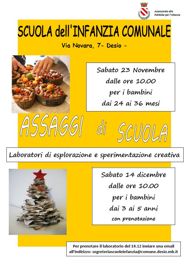 'Assaggi di Scuola' alla scuola dell'infanzia comunale