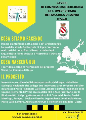 Progetto Nexus, a Desio partiti gli interventi per la realizzazione della rete ecologica tra Parco Valle Lambro e Parco delle Groane